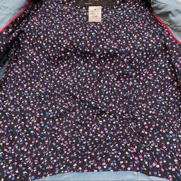 Marc Jacobs Military Style Cotton Blazer Womens Size 4 Light Teal Ribbon Detail - Picture 13 of 15